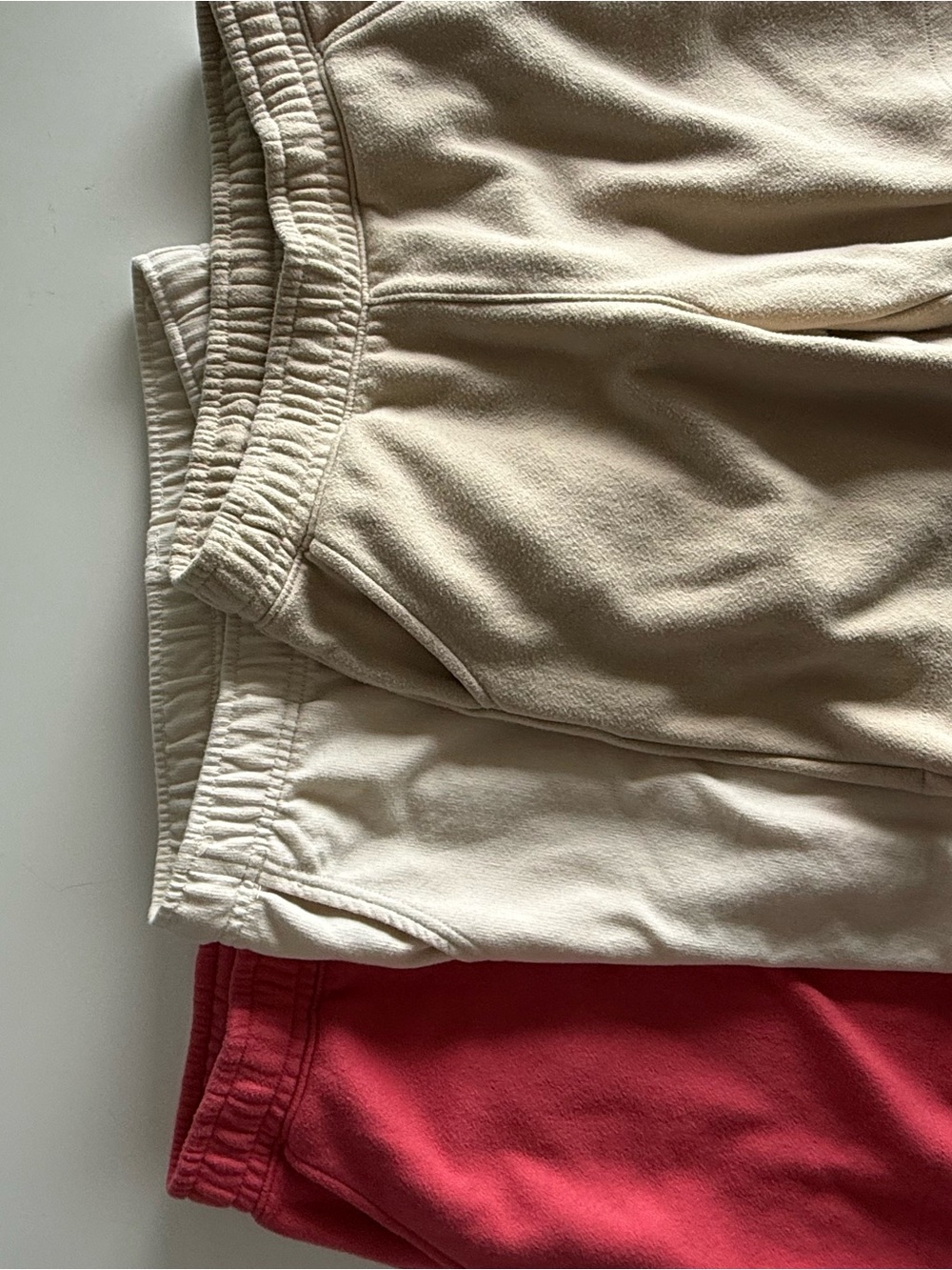 Kids Fleece Jogger Pants - Cream, Beige & Red